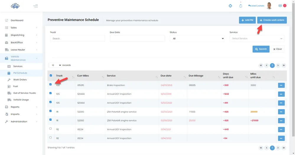 Create WOrk Orders from PMs
