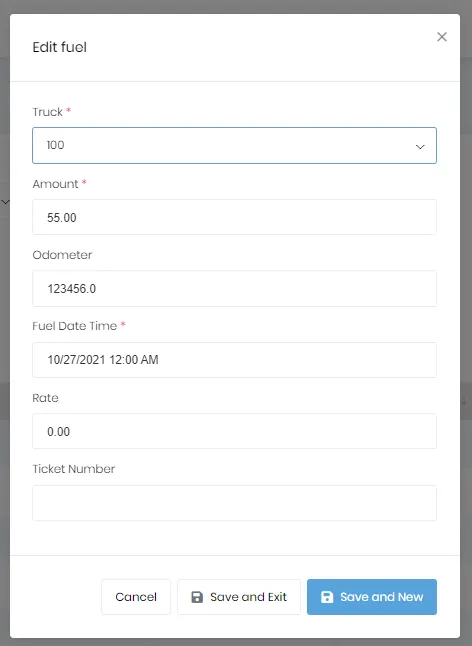 Fuel Detail Dialog