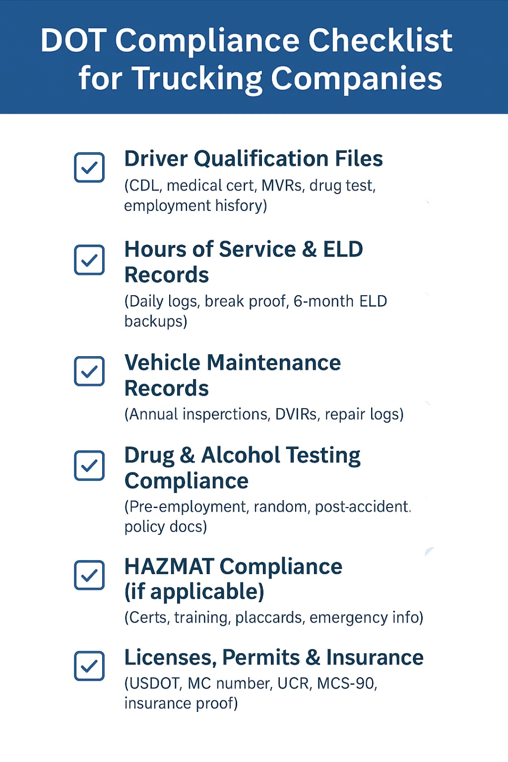 DOT Compliance Checklists