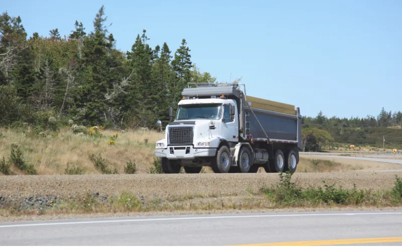 dump truck on the rode