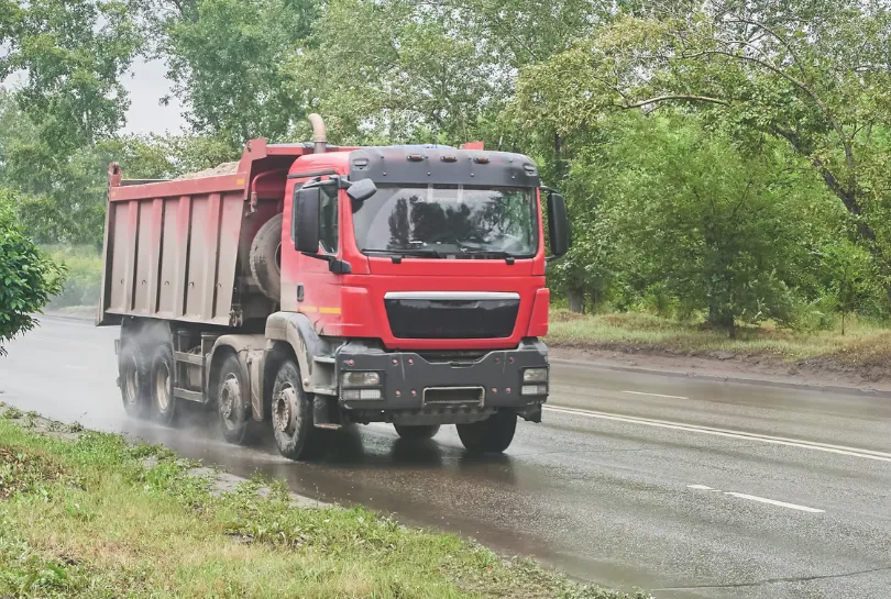 dump truck on the road